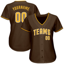 Load image into Gallery viewer, Custom Brown Gold-White Authentic Baseball Jersey