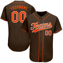 Load image into Gallery viewer, Custom Brown Orange-White Authentic Baseball Jersey
