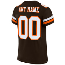 Load image into Gallery viewer, Custom Brown White-Orange Mesh Authentic Football Jersey