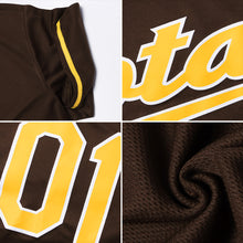 Load image into Gallery viewer, Custom Brown Gold-White Authentic Throwback Rib-Knit Baseball Jersey Shirt