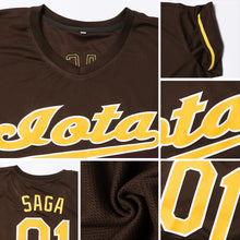 Load image into Gallery viewer, Custom Brown Gold-White Authentic Baseball Jersey