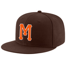 Load image into Gallery viewer, Custom Brown Orange-White Stitched Adjustable Snapback Hat