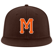 Load image into Gallery viewer, Custom Brown Orange-White Stitched Adjustable Snapback Hat