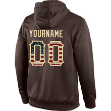Load image into Gallery viewer, Custom Stitched Brown Vintage USA Flag-Cream Sports Pullover Sweatshirt Hoodie
