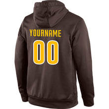 Load image into Gallery viewer, Custom Stitched Brown Gold-White Sports Pullover Sweatshirt Hoodie