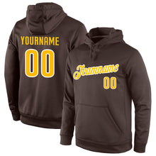 Load image into Gallery viewer, Custom Stitched Brown Gold-White Sports Pullover Sweatshirt Hoodie