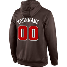 Load image into Gallery viewer, Custom Stitched Brown Red-White Sports Pullover Sweatshirt Hoodie