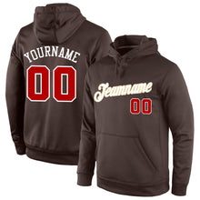 Load image into Gallery viewer, Custom Stitched Brown Red-White Sports Pullover Sweatshirt Hoodie