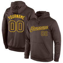 Load image into Gallery viewer, Custom Stitched Brown Brown-Gold Sports Pullover Sweatshirt Hoodie