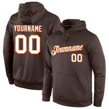 Load image into Gallery viewer, Custom Stitched Brown White-Orange Sports Pullover Sweatshirt Hoodie