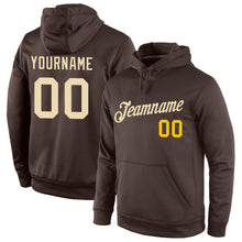 Load image into Gallery viewer, Custom Stitched Brown Cream-Gold Sports Pullover Sweatshirt Hoodie