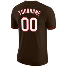 Load image into Gallery viewer, Custom Brown White-Red Performance T-Shirt