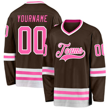 Load image into Gallery viewer, Custom Brown Pink-White Hockey Jersey