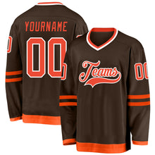 Load image into Gallery viewer, Custom Brown Orange-White Hockey Jersey