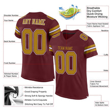 Load image into Gallery viewer, Custom Burgundy Old Gold-White Mesh Authentic Football Jersey