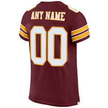 Load image into Gallery viewer, Custom Burgundy White-Gold Mesh Authentic Football Jersey