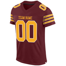 Load image into Gallery viewer, Custom Burgundy Gold-White Mesh Authentic Football Jersey