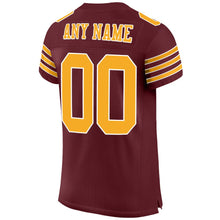 Load image into Gallery viewer, Custom Burgundy Gold-White Mesh Authentic Football Jersey