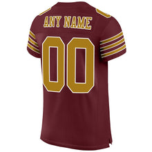 Load image into Gallery viewer, Custom Burgundy Old Gold-White Mesh Authentic Football Jersey