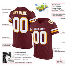 Load image into Gallery viewer, Custom Burgundy White-Gold Mesh Authentic Football Jersey