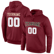 Load image into Gallery viewer, Custom Stitched Burgundy White-Cream Sports Pullover Sweatshirt Hoodie