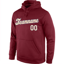 Load image into Gallery viewer, Custom Stitched Burgundy Cream-Light Blue Sports Pullover Sweatshirt Hoodie
