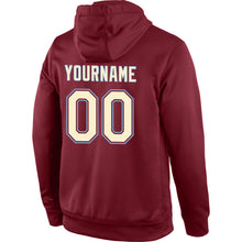 Load image into Gallery viewer, Custom Stitched Burgundy Cream-Light Blue Sports Pullover Sweatshirt Hoodie