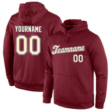 Load image into Gallery viewer, Custom Stitched Burgundy Cream-Light Blue Sports Pullover Sweatshirt Hoodie