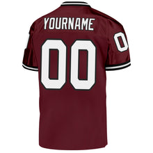Load image into Gallery viewer, Custom Burgundy White-Black Mesh Authentic Throwback Football Jersey