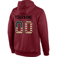 Load image into Gallery viewer, Custom Stitched Burgundy Vintage USA Flag-Cream Sports Pullover Sweatshirt Hoodie