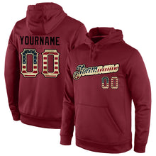 Load image into Gallery viewer, Custom Stitched Burgundy Vintage USA Flag-Cream Sports Pullover Sweatshirt Hoodie