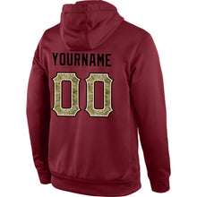 Load image into Gallery viewer, Custom Stitched Burgundy Camo-Black Sports Pullover Sweatshirt Hoodie
