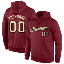 Load image into Gallery viewer, Custom Stitched Burgundy Cream-Black Sports Pullover Sweatshirt Hoodie