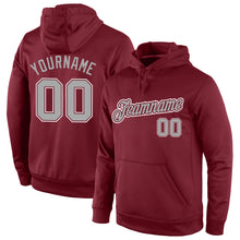 Load image into Gallery viewer, Custom Stitched Burgundy Gray-White Sports Pullover Sweatshirt Hoodie