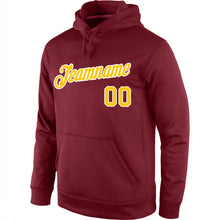 Load image into Gallery viewer, Custom Stitched Burgundy Gold-White Sports Pullover Sweatshirt Hoodie