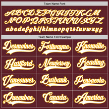 Load image into Gallery viewer, Custom Burgundy White-Gold Hockey Jersey