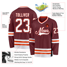 Load image into Gallery viewer, Custom Burgundy White-Orange Hockey Jersey
