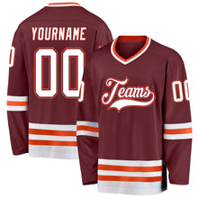 Load image into Gallery viewer, Custom Burgundy White-Orange Hockey Jersey