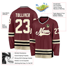 Load image into Gallery viewer, Custom Burgundy Cream-Black Hockey Jersey