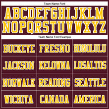 Load image into Gallery viewer, Custom Burgundy Gold-White Stitched Cuffed Knit Hat