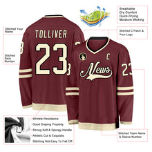 Load image into Gallery viewer, Custom Burgundy Cream-Black Hockey Jersey