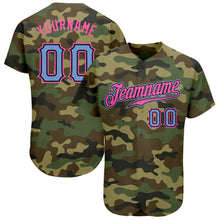Load image into Gallery viewer, Custom Camo Light Blue-Pink Authentic Salute To Service Baseball Jersey