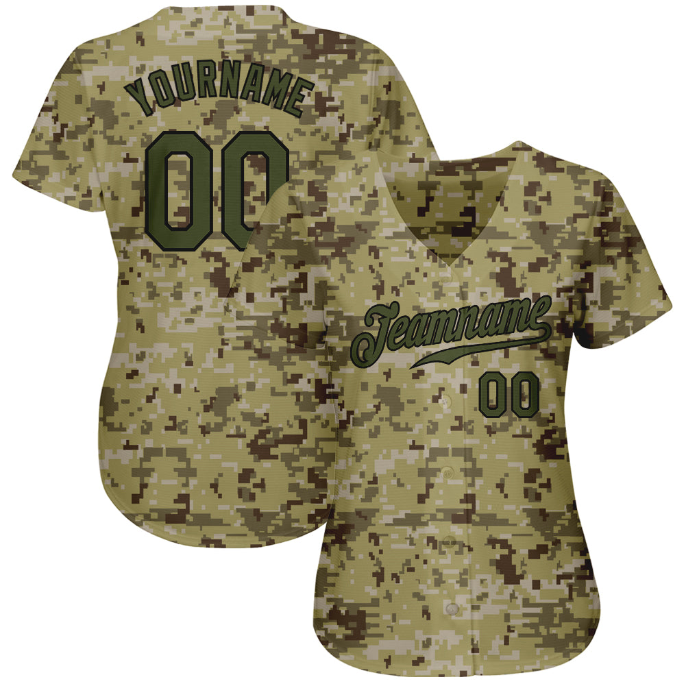 Custom Camo Olive-Black Authentic Baseball Jersey Fast Shipping –  FiitgCustom