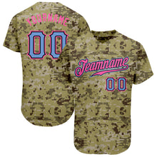 Load image into Gallery viewer, Custom Camo Light Blue-Pink Authentic Salute To Service Baseball Jersey