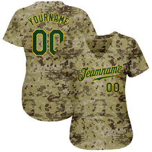 Load image into Gallery viewer, Custom Camo Green-Gold Authentic Salute To Service Baseball Jersey