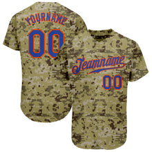 Load image into Gallery viewer, Custom Camo Royal-Orange Authentic Salute To Service Baseball Jersey