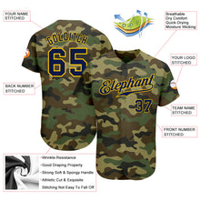 Load image into Gallery viewer, Custom Camo Navy-Gold Authentic Salute To Service Baseball Jersey