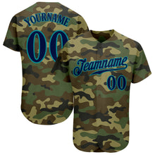 Load image into Gallery viewer, Custom Camo Navy-Teal Authentic Salute To Service Baseball Jersey