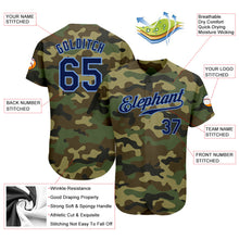 Load image into Gallery viewer, Custom Camo Navy-Powder Blue Authentic Salute To Service Baseball Jersey