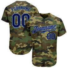 Load image into Gallery viewer, Custom Camo Navy-Powder Blue Authentic Salute To Service Baseball Jersey